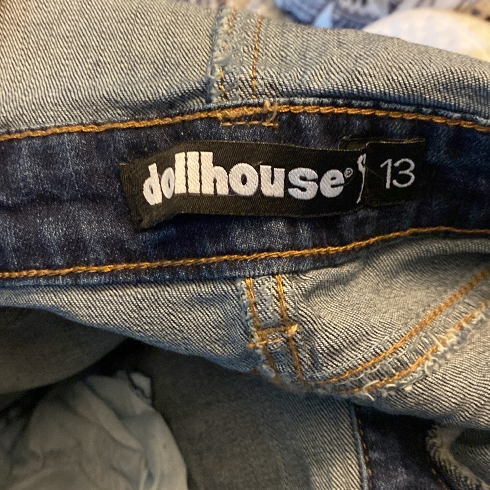 Dollhouse Junior's Ripped Denim Skirtall Blue - Picture 12 of 13